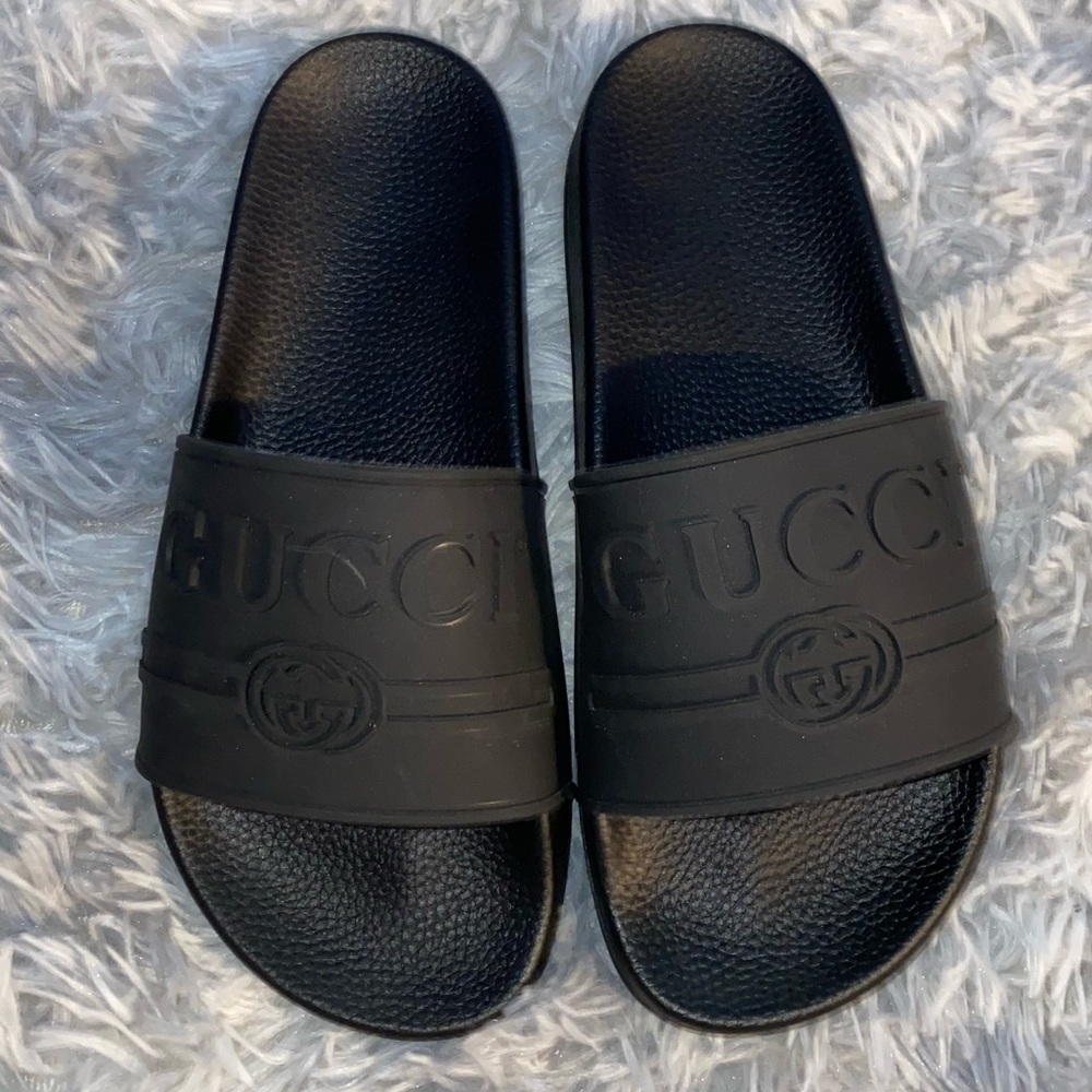 Gucci Black Logo Rubber Slides